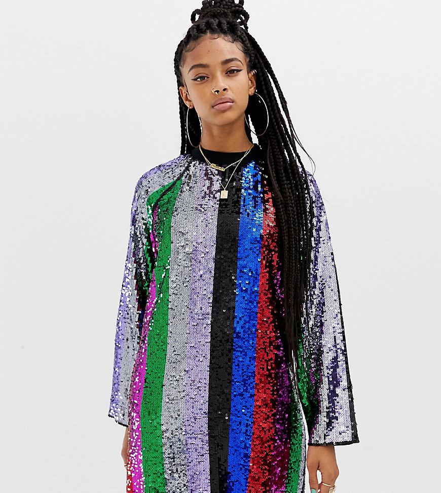 COLLUSION rainbow sequin mini dress-Multi