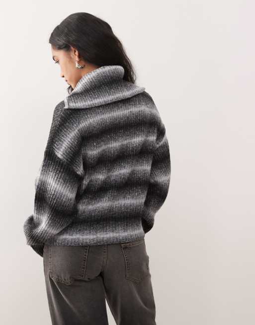 COLLUSION – Randig, stickad kofta med dragkedja, 2 av 4
