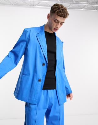 Collusion Raw Edge Blazer In Blue