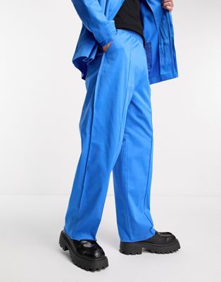COLLUSION raw edge straight trousers in blue - ASOS Price Checker