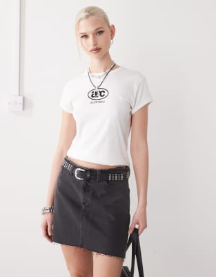 Collusion Raw Hem Mini Skirt In Black