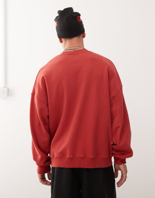 COLLUSION - Rød sweatshirt med firkantet pasform, 3 af 5