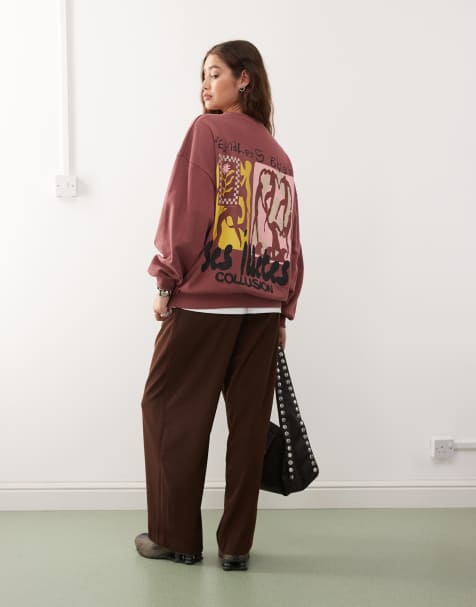 COLLUSION - Rødbrun sweatshirt med rund hals - view 1