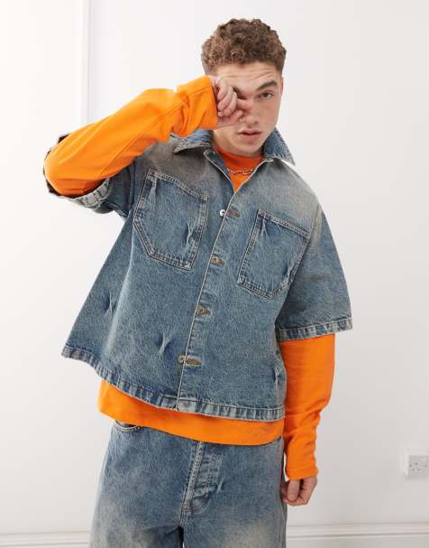 COLLUSION - Recht denim overhemd in wassing, deel van co-ord set - view 1