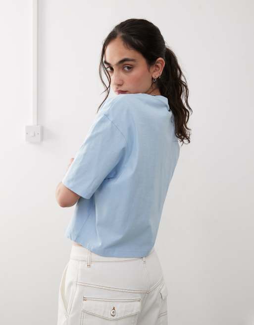 COLLUSION - Recht T-shirt met korte mouwen in blauw, 4 van 4