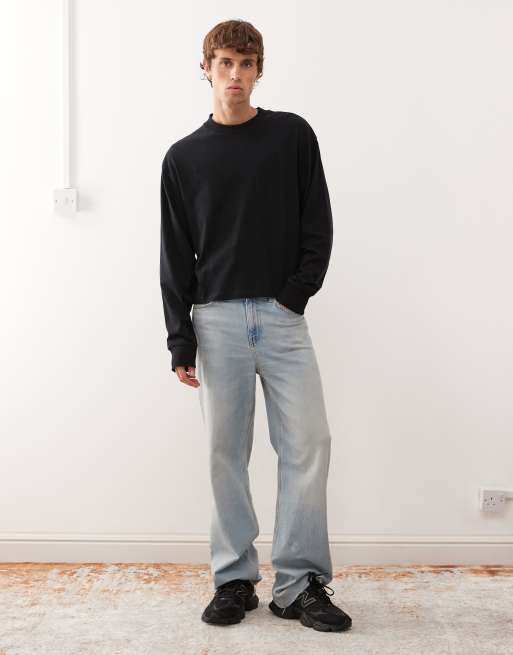 COLLUSION - Recht T-shirt met lange mouwen in zwart, 2 van 5