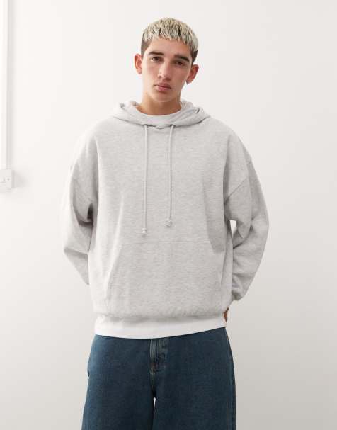 COLLUSION - Rechte hoodie in gemêleerd grijs - view 1