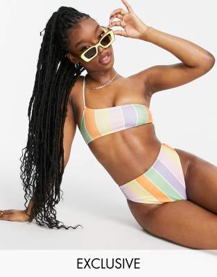 pastel striped swimsuit