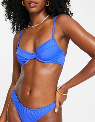 COLLUSION recycled underwire bikini top in blue | ASOS