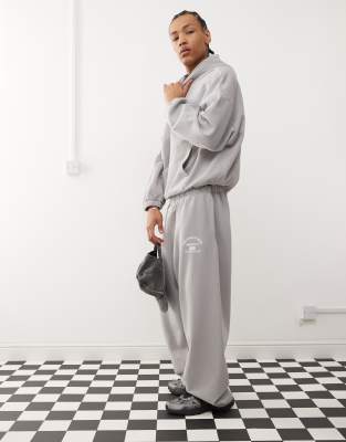 COLLUSION relaxed baggy joggers with print in grey