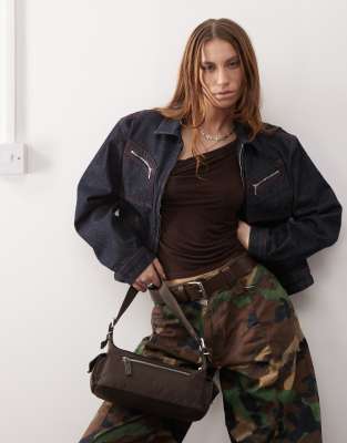 Collusion COLLUSION relaxed denim jacket with contrast stitch co-ord in rinse wash-Blue