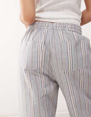 COLLUSION relaxed linen look striped pants in blue