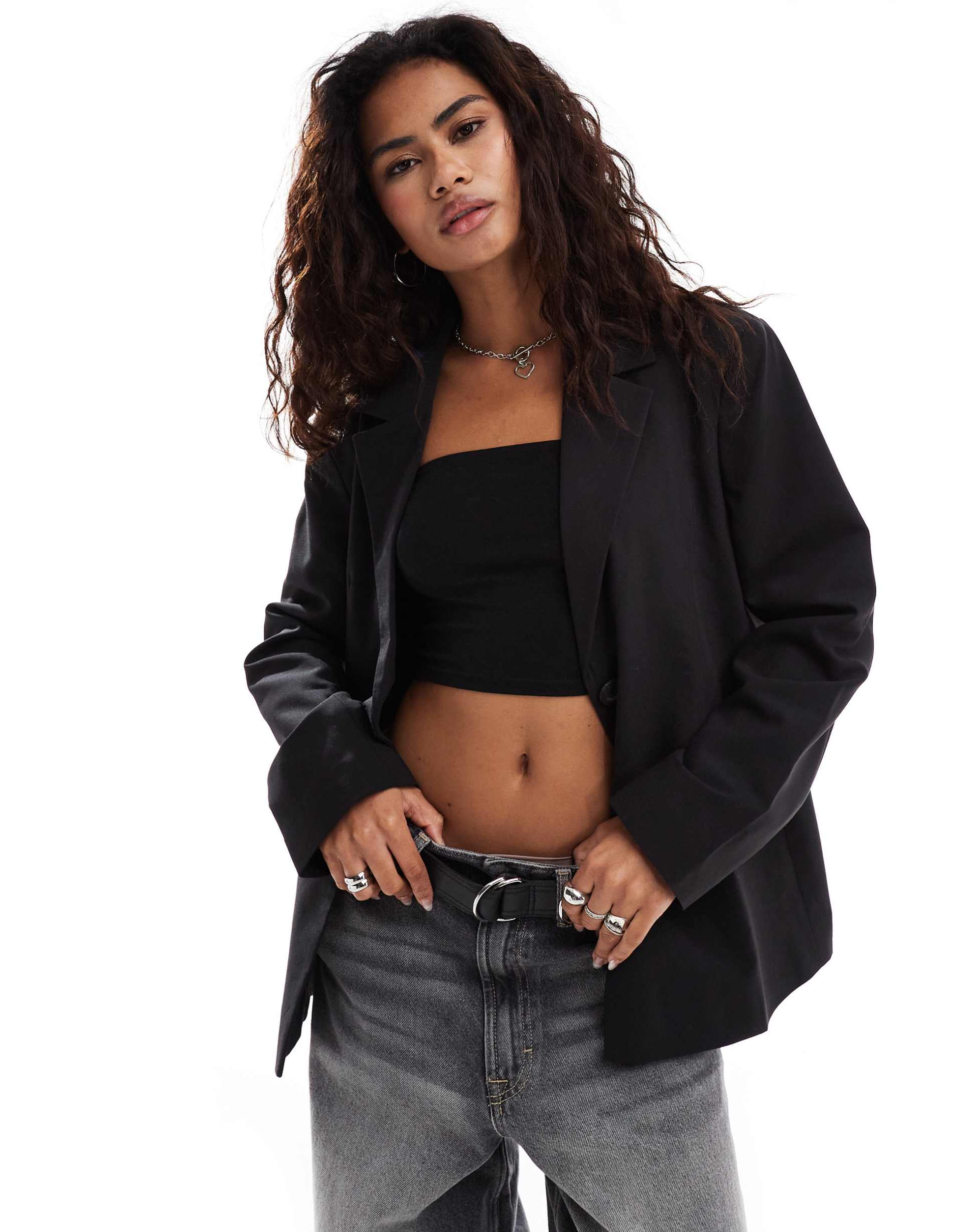 collusion relaxed oversized blazer in black