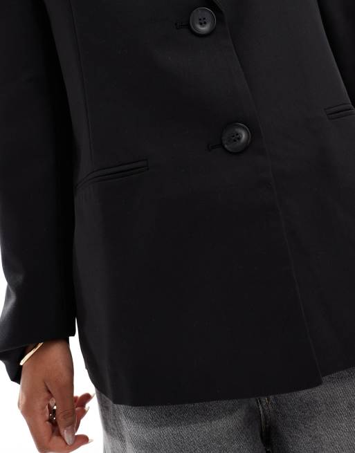 COLLUSION relaxed oversized blazer in black, 3 of 4