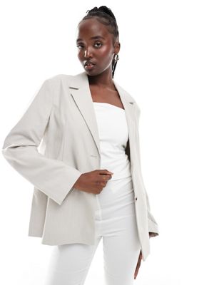 Collusion Relaxed Oversized Blazer In Stone-neutral