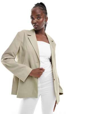 Collusion Relaxed Oversized Blazer In Stone-neutral