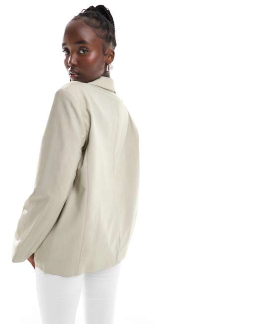 COLLUSION relaxed oversized blazer in stone, 4 of 4