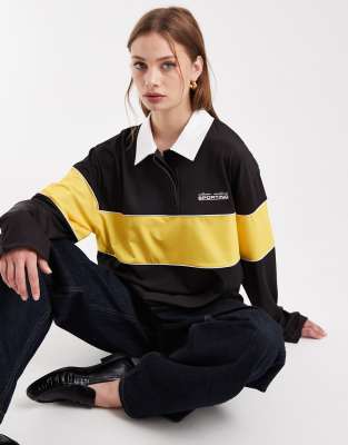 Collusion Relaxed Polo Top In Black