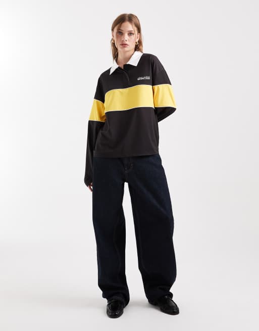 COLLUSION relaxed polo top in yellow, 2 of 4