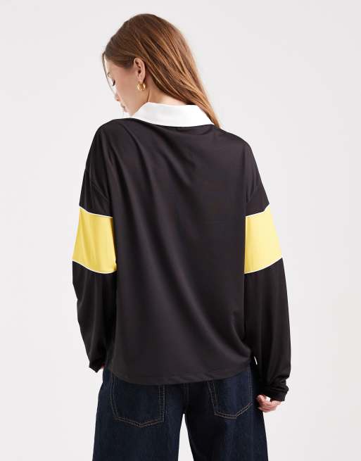 COLLUSION relaxed polo top in yellow, 4 of 4