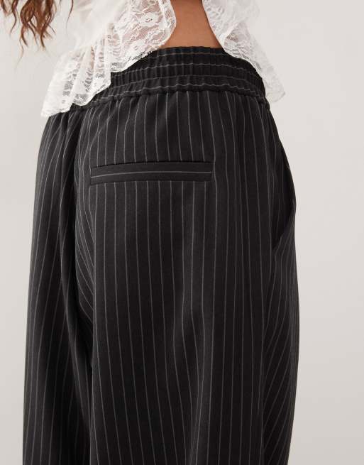 COLLUSION relaxed pull on pants in gray stripe