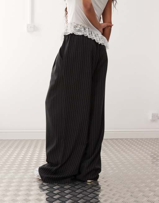 COLLUSION relaxed pull on pants in gray stripe