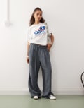 [Collusion] COLLUSION relaxed pull on pants in navy stripe M Navy stripe
