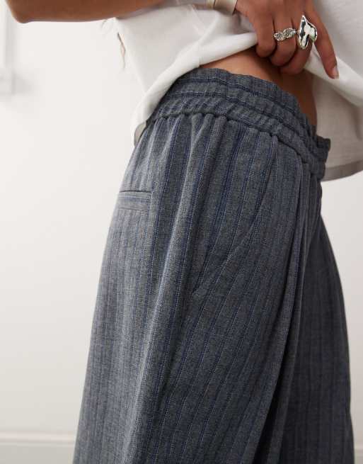 COLLUSION relaxed pull on pants in navy stripe