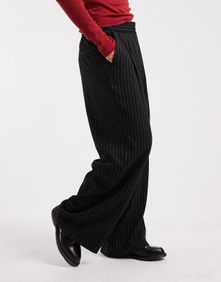 Collusion Relaxed Pull On Striped Pants In Blue