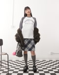 [Collusion] COLLUSION relaxed retro logo raglan t-shirt-Multi L MULTI