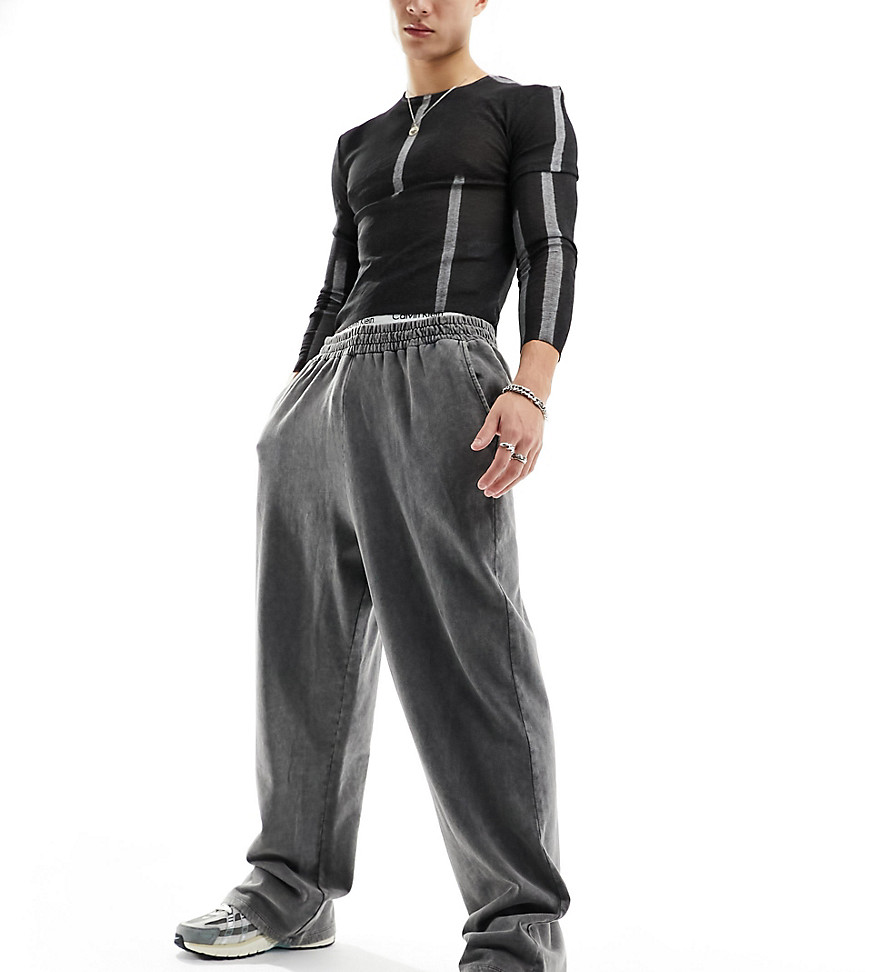 Collusion Relaxed Varsity Sweatpants In Gray-blue