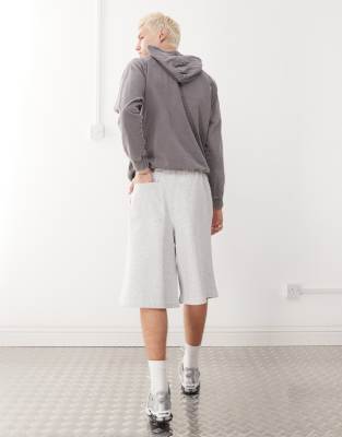 COLLUSION relaxed skater jersey jogger short in grey marl