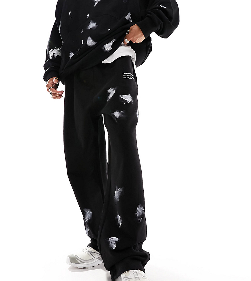 relaxed sweatpants with hand paint spray in black - part of a set