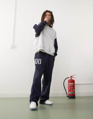 Collusion Relaxed Sweatpants With Print In Navy - Part Of A Set