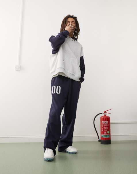 COLLUSION relaxed sweatpants with print in navy - part of a set - view 1