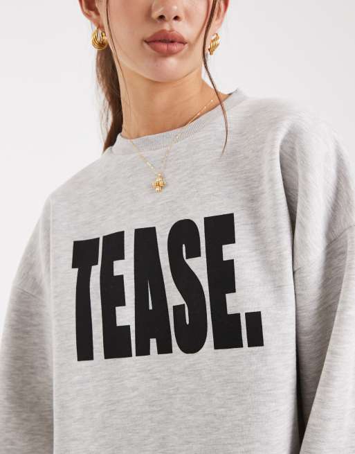 COLLUSION relaxed sweatshirt with tease. print in gray, 3 of 4