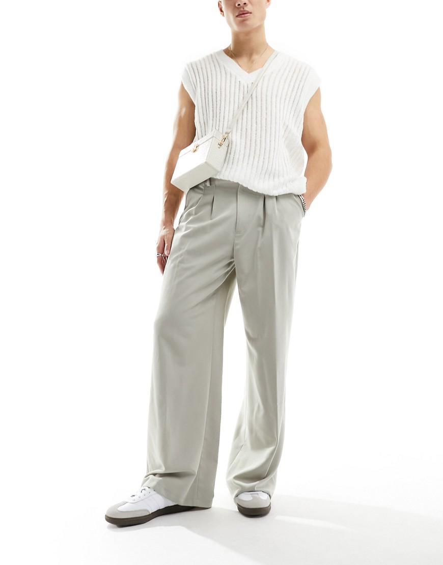 relaxed tailored pants in stone-Neutral