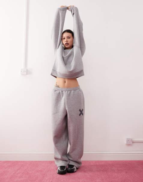 COLLUSION relaxed trackies in charcoal grey marl (part of a set) - view 1