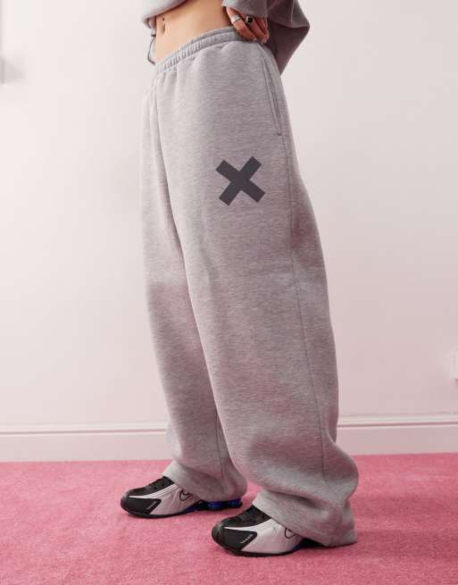 COLLUSION relaxed trackies in charcoal grey marl (part of a set)