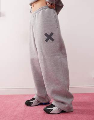 COLLUSION relaxed trackies in charcoal grey marl (part of a set)