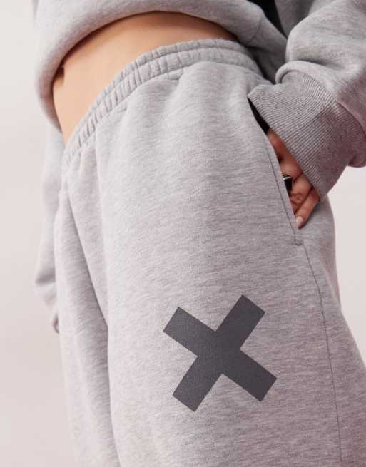 COLLUSION relaxed trackies in charcoal grey marl (part of a set)