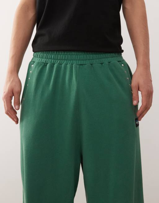 COLLUSION relaxed trackies in green with studded detail, 4 of 5