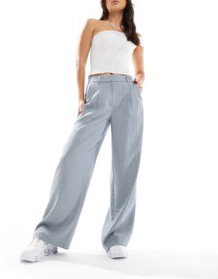 Collusion relaxed wide leg pants in linen look stripe