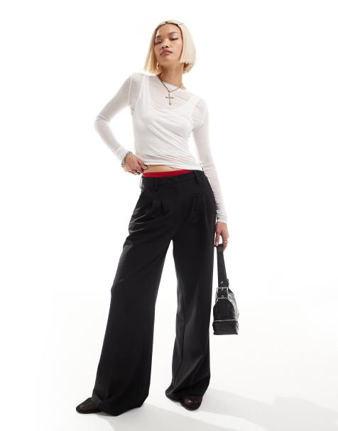 COLLUSION relaxed wide leg tailored pants in black - view 1