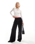 [Collusion] COLLUSION relaxed wide leg tailored pants in black 6 BLACK