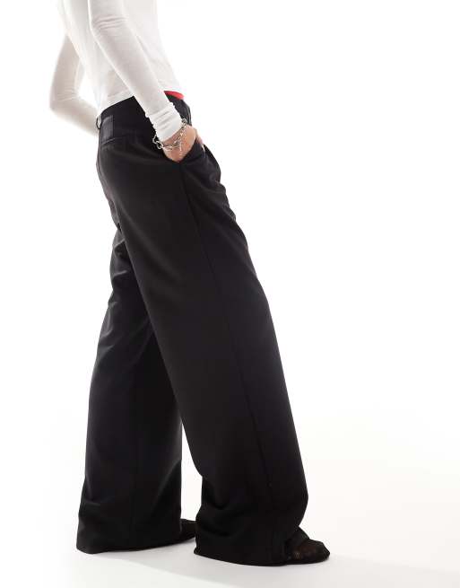 COLLUSION relaxed wide leg tailored pants in black ASOS