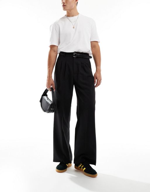 COLLUSION relaxed wide leg tailored pants in black