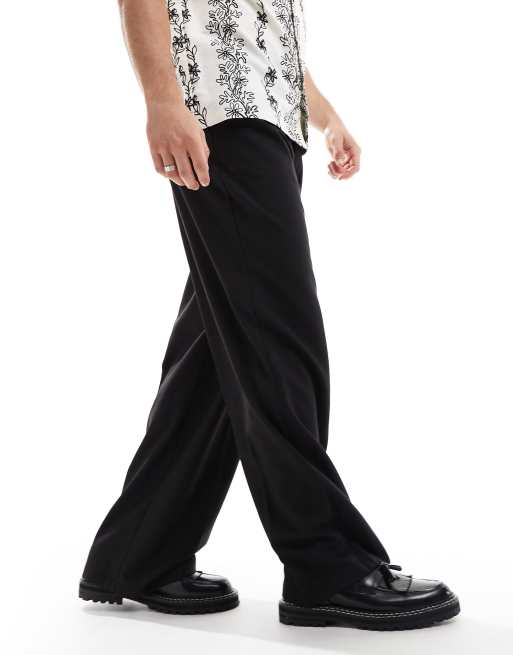 COLLUSION relaxed wide leg tailored pants in black