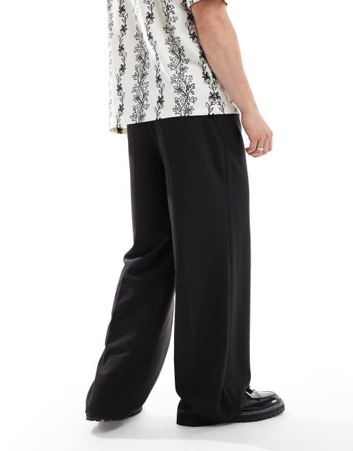 COLLUSION relaxed wide leg tailored pants in black