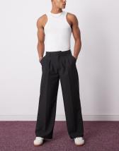 ASOS DESIGN smart wide leg pants in black